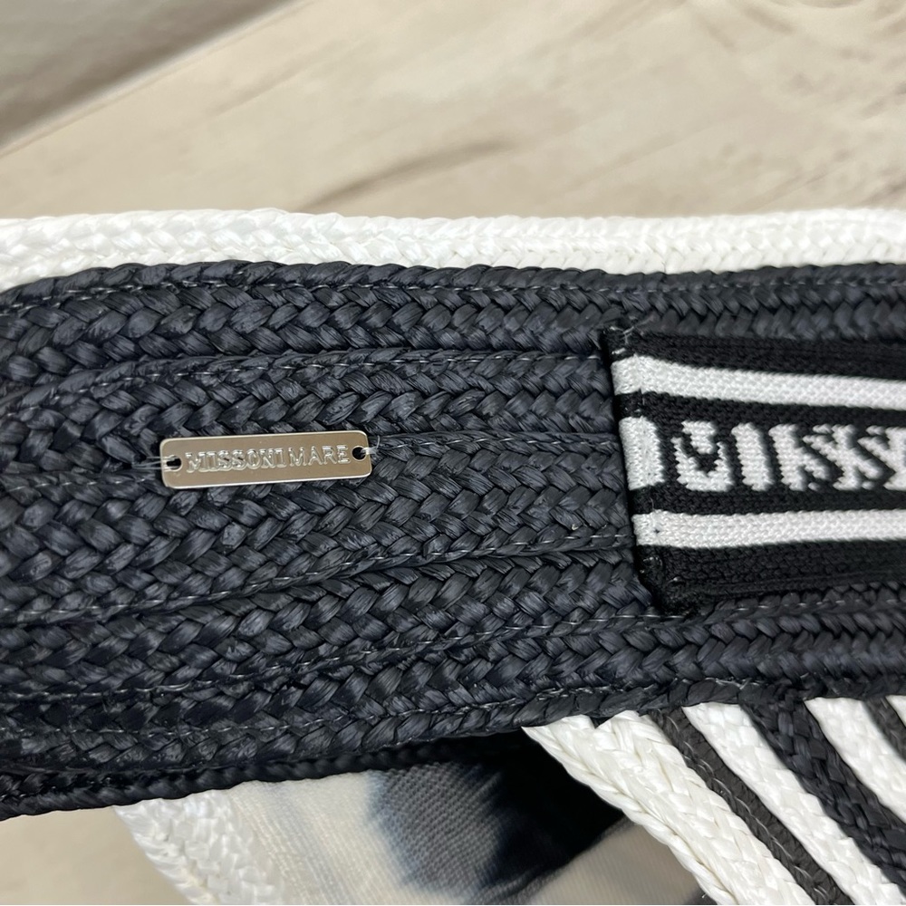 Missoni Mare Beach Hat Visor Woven Black White One Size - Picture 9 of 10